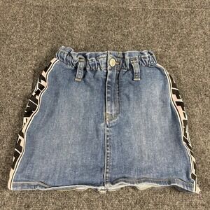 $623 Off White Kids Girl's Blue Logo-Stripe Denim Skirt Size 6